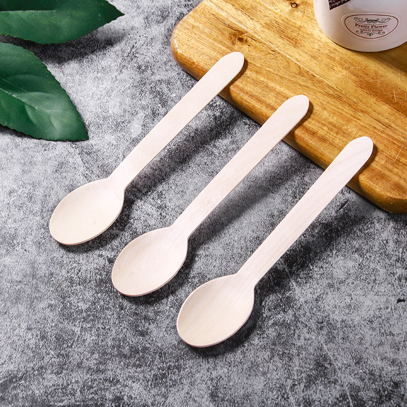 Disposable Wooden Knife, Fork, Spoon, Fruit Fork, Square Shovel, Ice Cream Spoon, Customizable Logo, Specifications for All Desserts