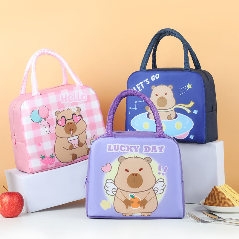 New Fun Capybara Cute Cartoon Lunch Box Bag for Office workers Cartoon Lunch Bag Children's Portable Lunch Bag