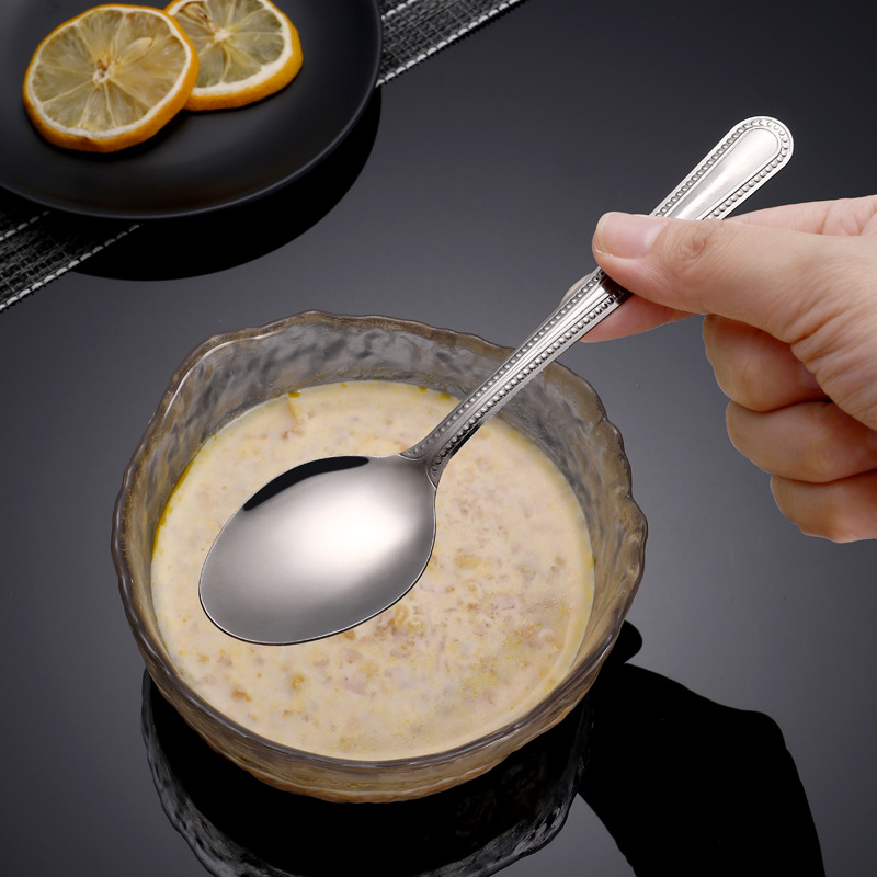 Wholesale creative pattern bead point stainless steel knife and fork spoon 5 piece set steak knife fork spoon hotel tableware set