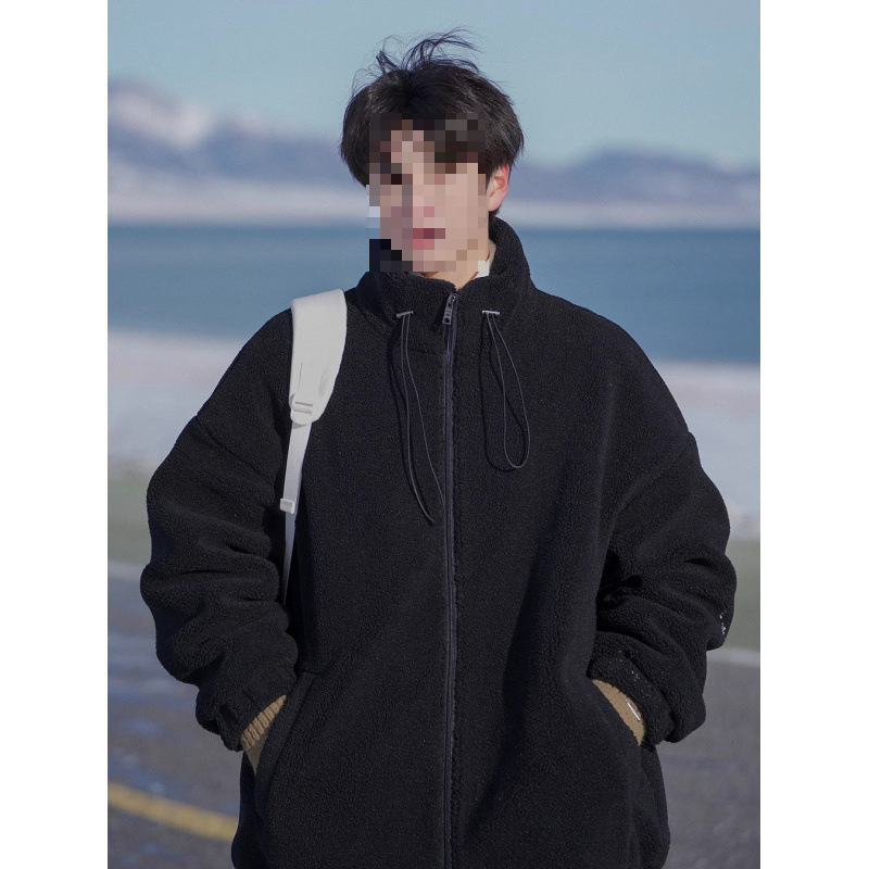 Korean Lamb Wool Capsules Plush Thickeneded Winter Trendy Men's Warm Cotton Jacket Clothes Couple Jacket