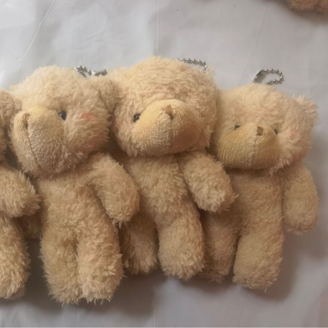 New Cute Blush One-Piece Bear Plush Bear Bead Chain Mobile Phone Pendant 12cm Bear