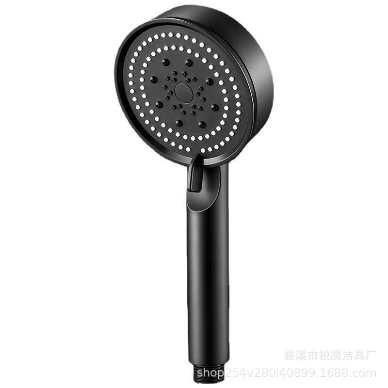 Five-speed multifunctional large outlet spray pressurized shower hand-held shower head frosted black shower head suit