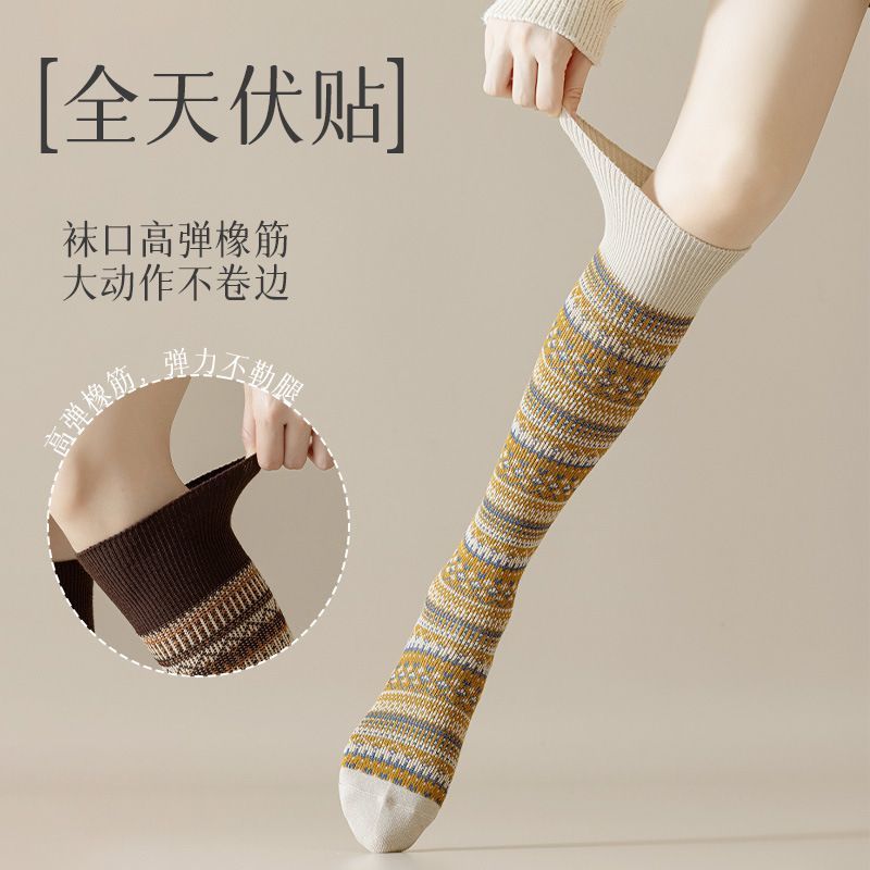 Women's Calf Socks Autumn and Winter Cotton High Tube Korean Style Trendy Ins Slimming Japanese Harajuku Ethnic Retro Long Socks