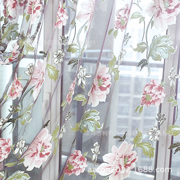 Cross-Border Supply, Factory Direct Sales of Peony Flower D-Material Products, Rotten Flower Screens, Gauze Curtains, Finished Living Room Curtains