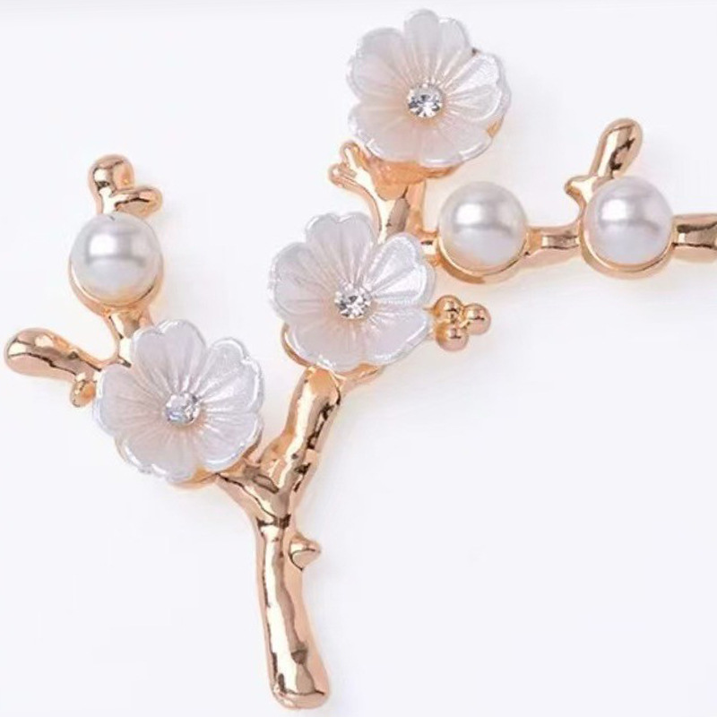 Manufacturer's New Antique Plum Blossom Branch Electroplated Diamond-Set Pearl Flower DIY Handmade Jewelry Accessories Wholesale