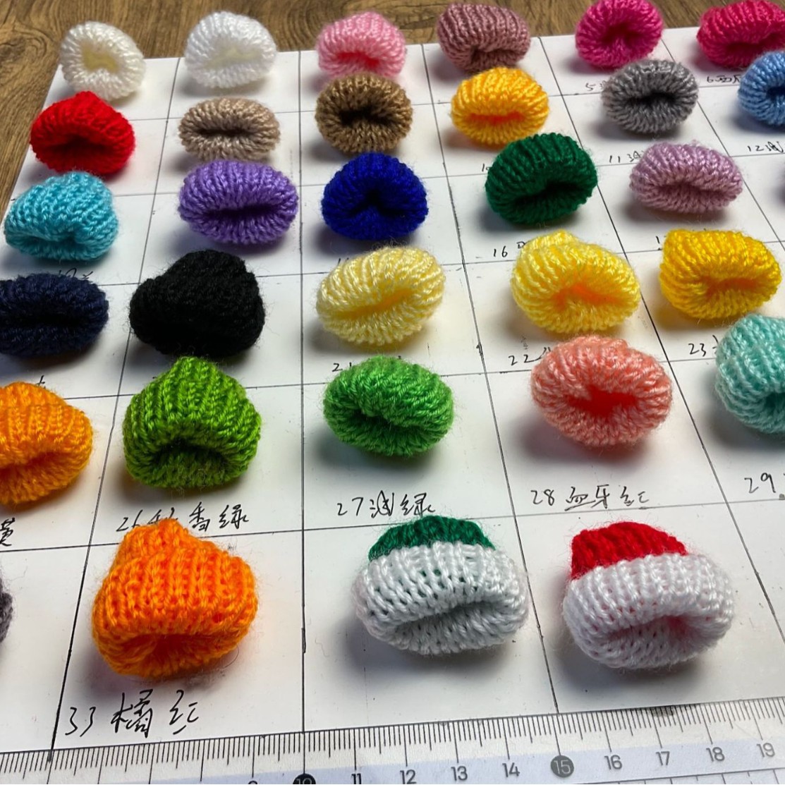 Mini Yarn Small Scarf Hat Decoration Pendant Yarn Knitted Small Hat Red and White Cane Christmas