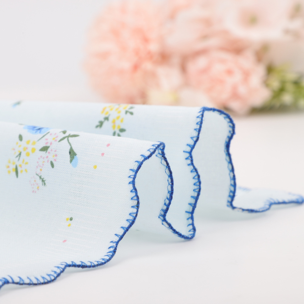 30cm Women's Handkerchief Cotton Small Handkerchief Amazon Cross-border Pure Cotton Nostalgic Classic Old Sweat Wipe Women's Handkerchief Square
