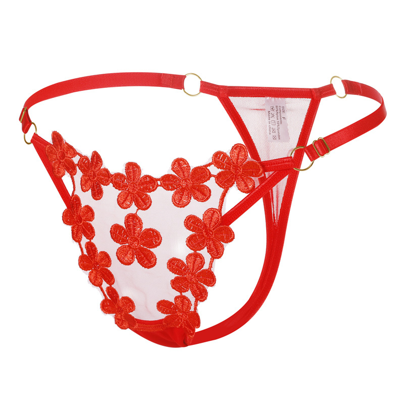 Underwear Manufacturers Wholesale Supply Foreign Orders European Size Sexy Embroidered Elastic Band Comfortable and Breathable Women's Thong 222