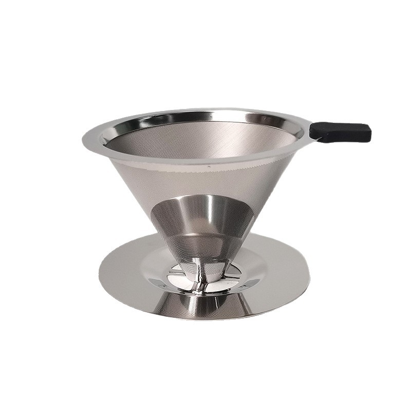 Hand-Brewed Coffee Filter 304 Stainless Steel Coffee Pot Filter-Free Filter Drip Funnel Double-Layer Tea Filter