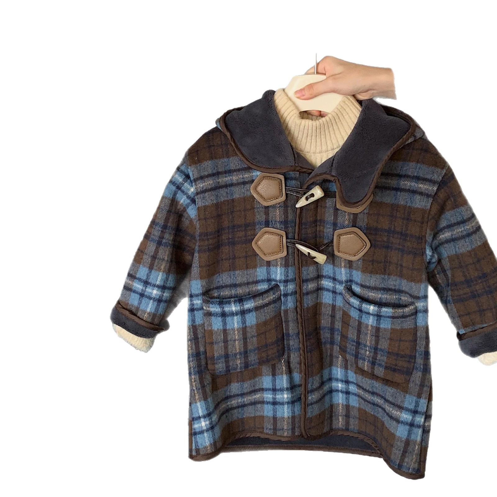 Muye Winter Woolen Outwear Huzhou Zhili Kidsren's Clothing Boys Korean Style Mid-Length Velvet Jacket Kidsren's Warm Clothing