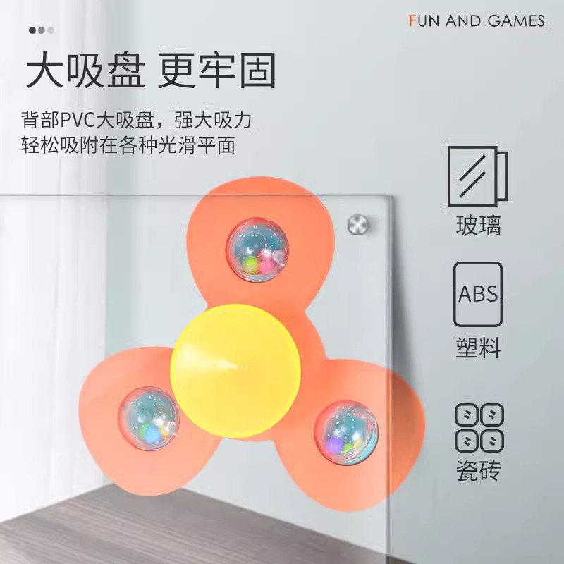 Cross-border children's sucker turning music infant cartoon finger rotating top baby rattle early education educational toys