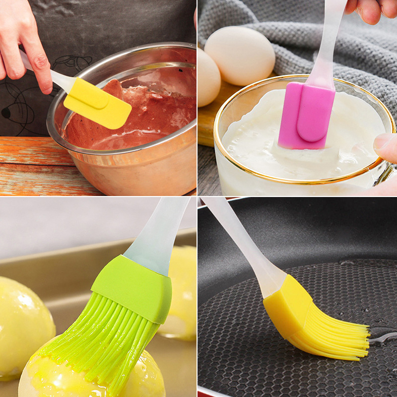 Silicone grill brush food grade high temperature resistant oil brush plastic handle silicone brush household oil brush in stock wholesale