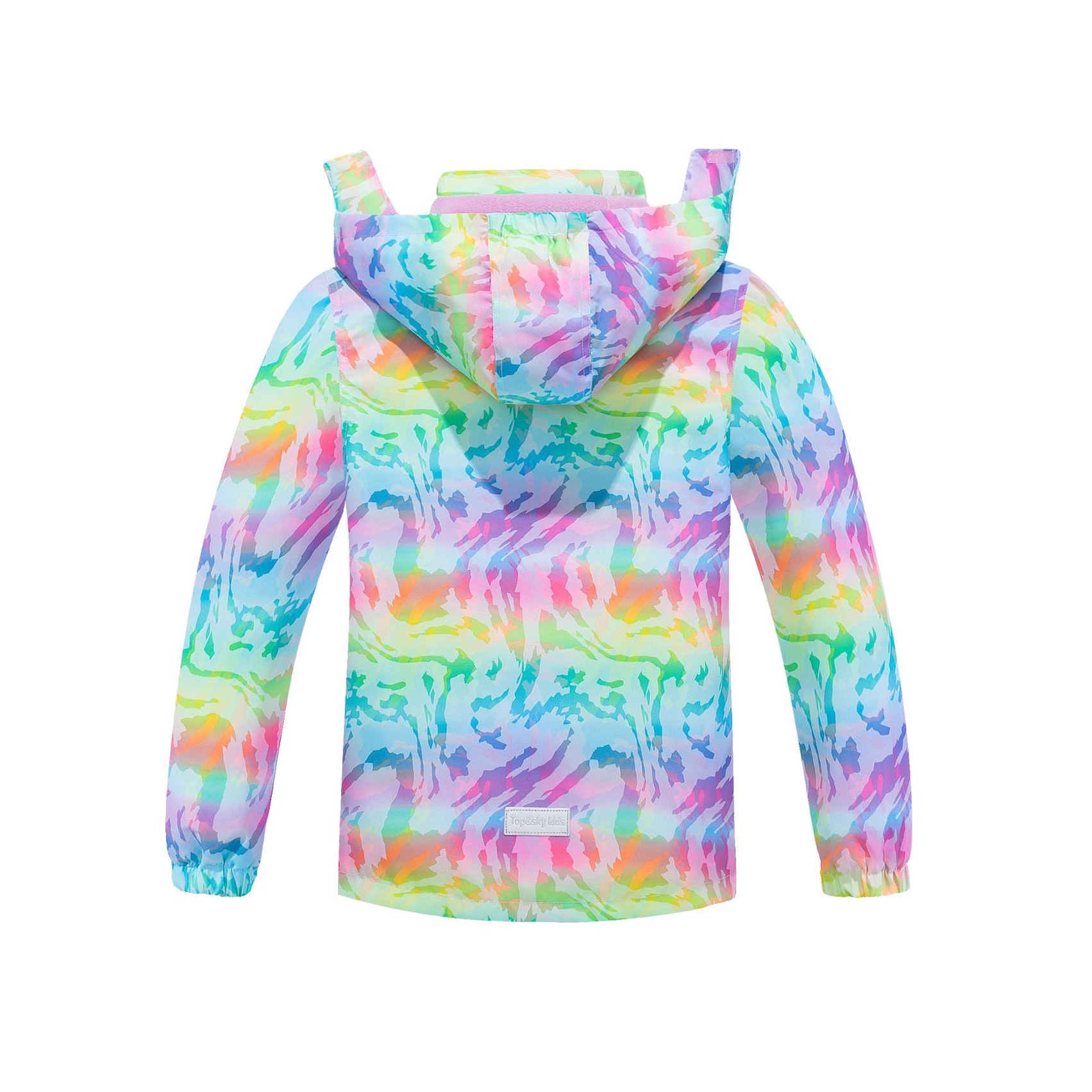 Girls Autumn and Winter New Hatless Zipper Shirt Rainbow Gradient 3D Digital Printing Outdoor Waterproof Breathable Warm Coat
