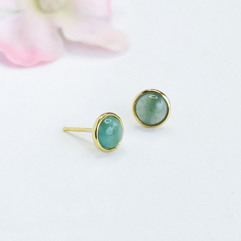 Juanyu S925 Silver Inlaid Natural A-Grade Jade Earrings Blue Water Jade Earrings Live Wholesale Fc5051201