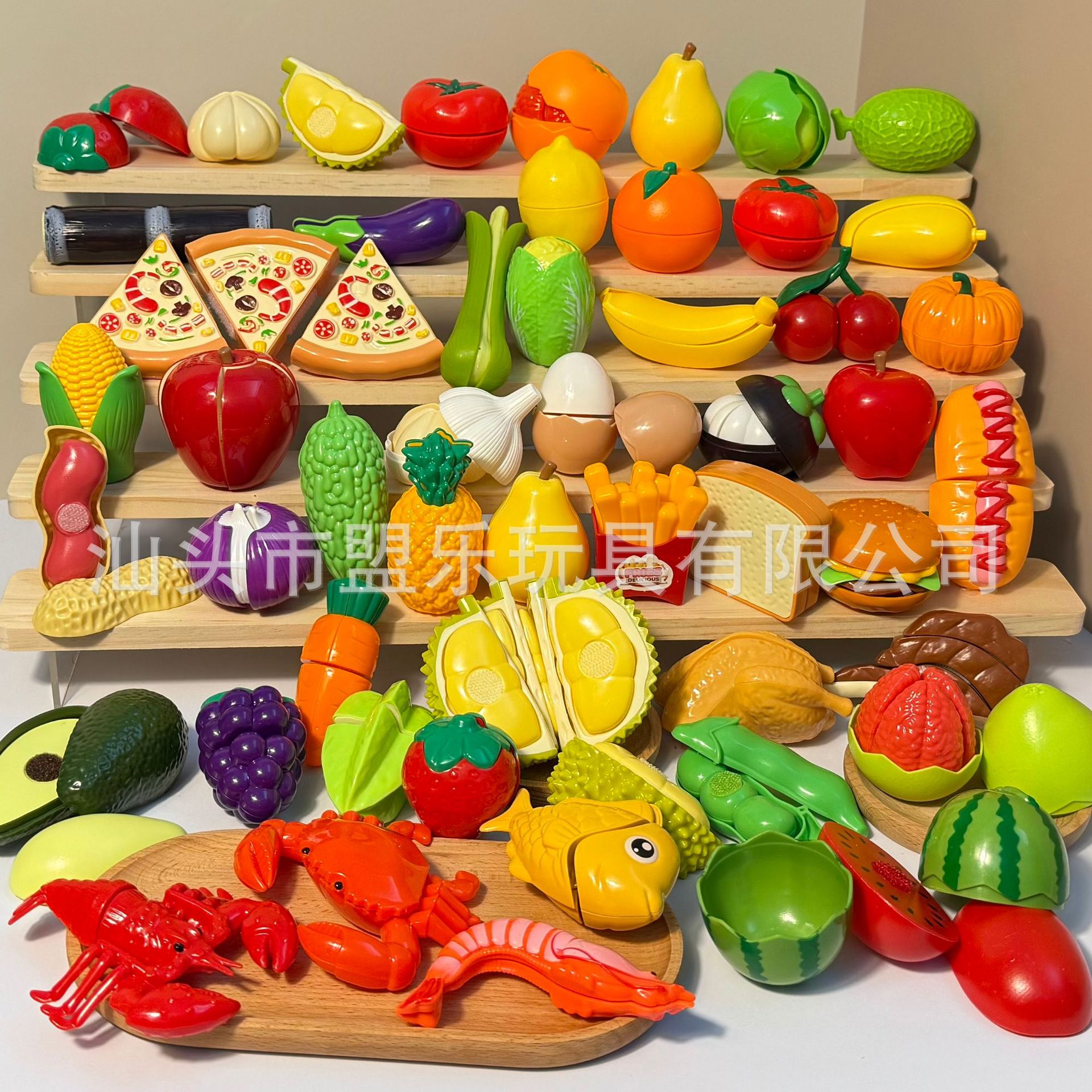Children's Pretend Play Fruit and Vegetable Peeling Toy Set with Durian, Meat, Pizza, and Roasted Chicken