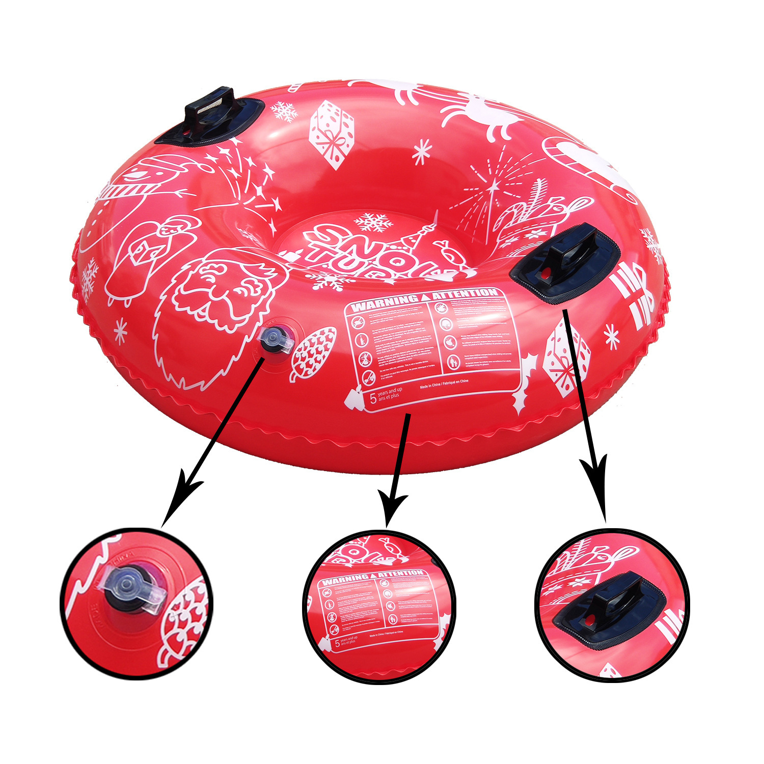Manufacturer in stock cold-resistant PVC inflatable ski ring outdoor fun activities portable foldable Christmas style