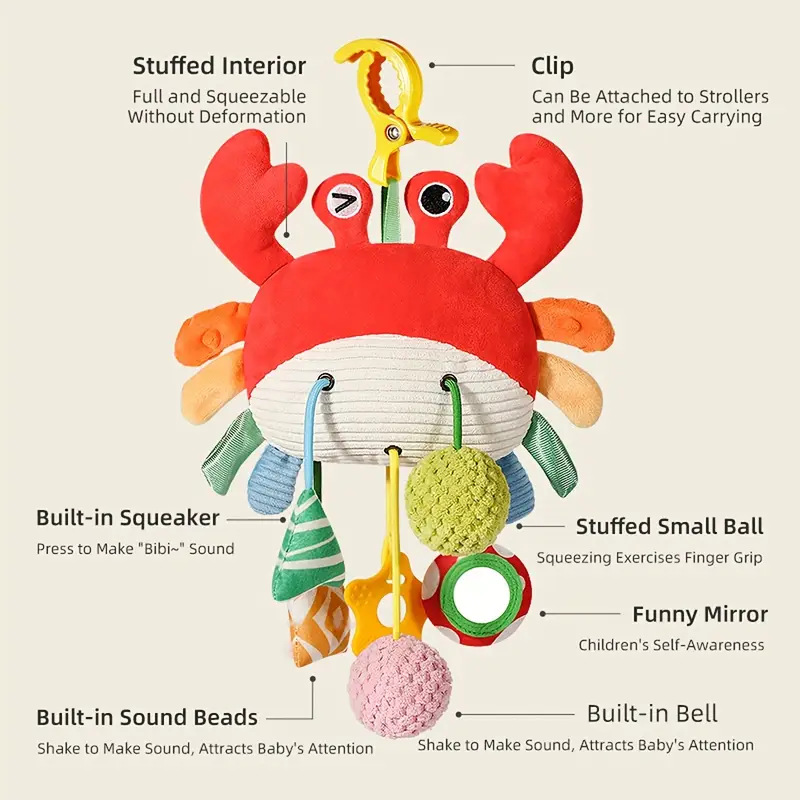 Cross-Border Crab Pull Rope Bed Bell Stroller Stroller Rattle Pendant Newborn Toy to Soothe the Baby