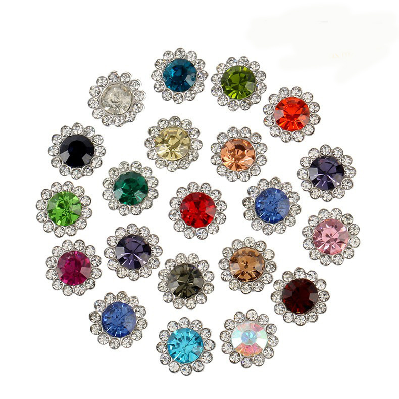 Spot Quick-Release Round Sunflower Double-Layer Diamond Rim Rhinestone Flower Plate Drill Hand-Sewn Drill Clothing DIY Decorative Accessories Material