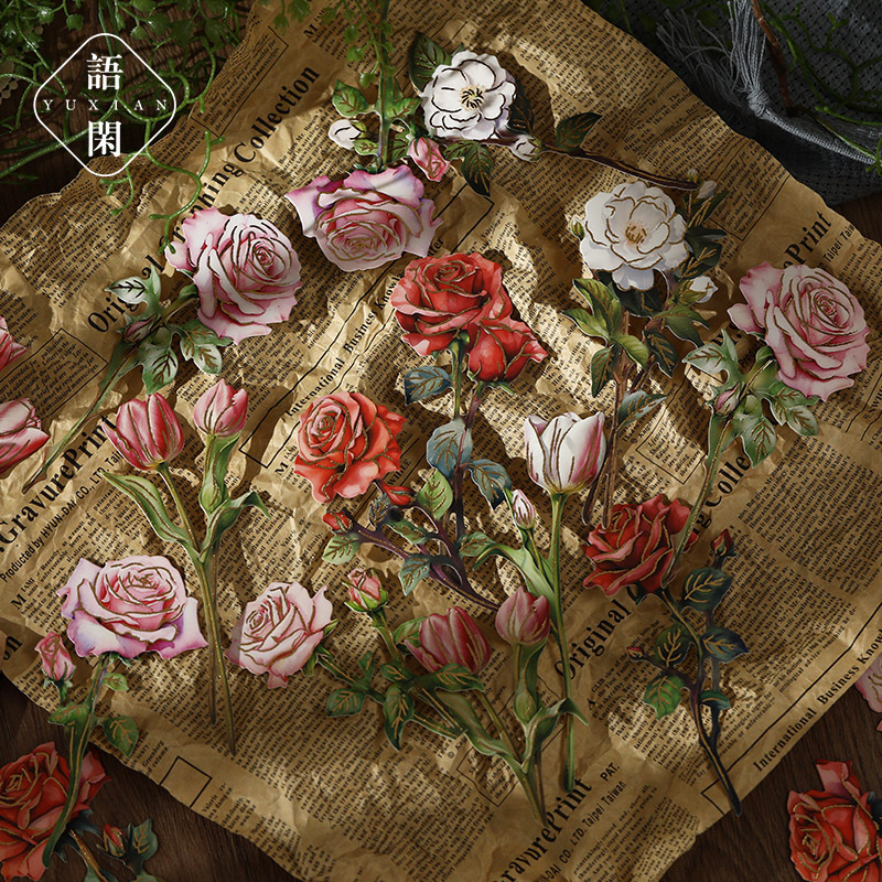 Language idle flower letter material bag light retro simulation bouquet gift hand account background base decoration material bag