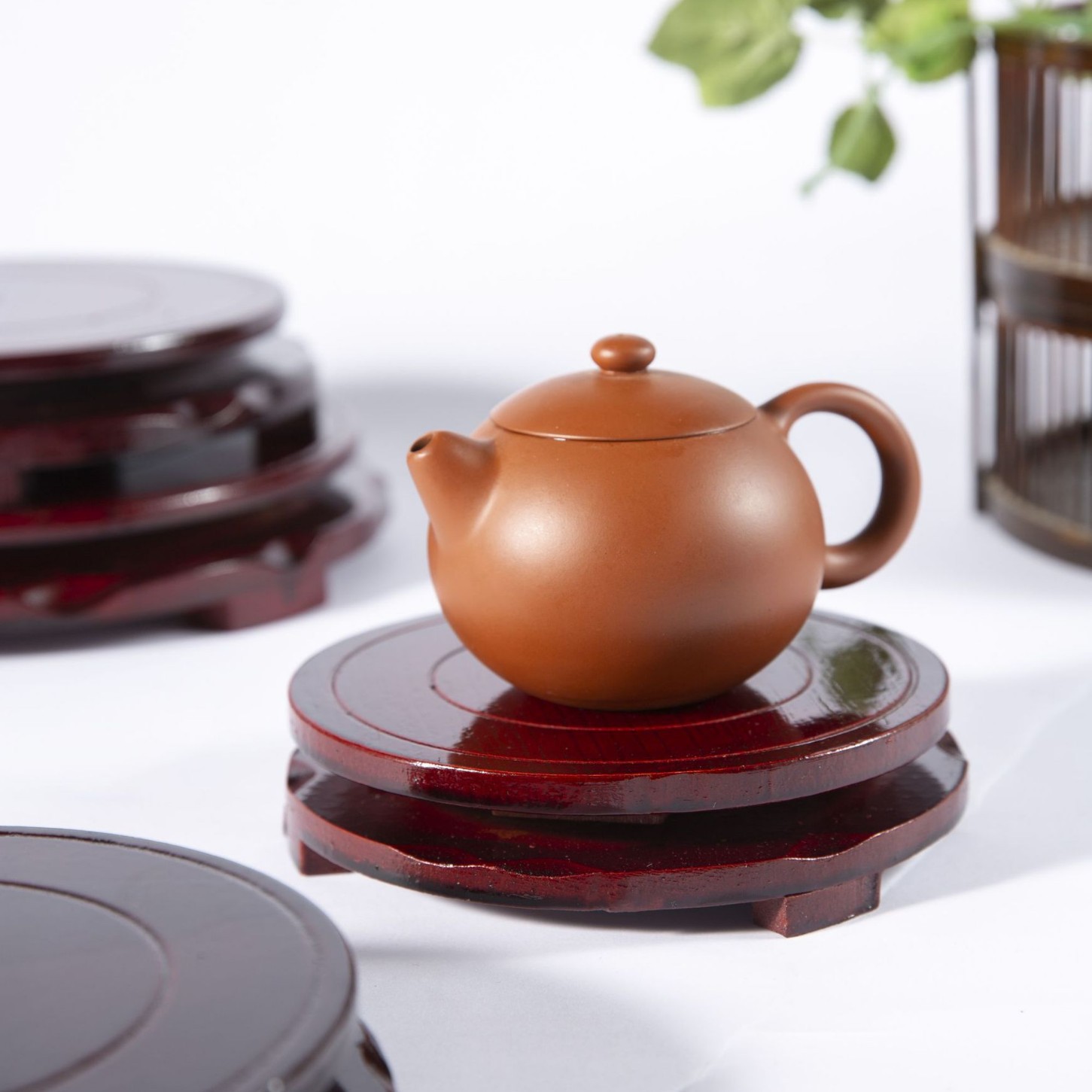 Rotatable Imitation Solid Wood Round Base Flower Pot Fish Tank Crafts Vase Wine Bottle Solid Wood Ornament Bracket