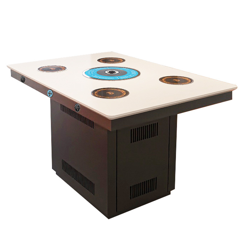 Australian Brand Z151 Slate Self-Service Grilling and Hotpot Table, Smokeless Self-Purifying Filter Barbecue Meat Table, Commercial Induction Cooker Hotpot Table