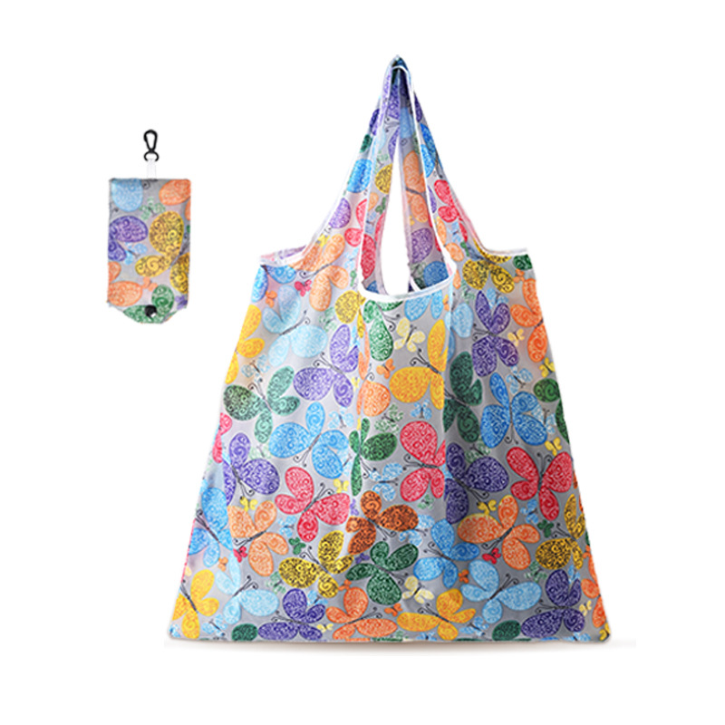 In stock foldable shopping bag creative portable shopping bag cross-border 190T polyester supermarket shopping printing bag wholesale