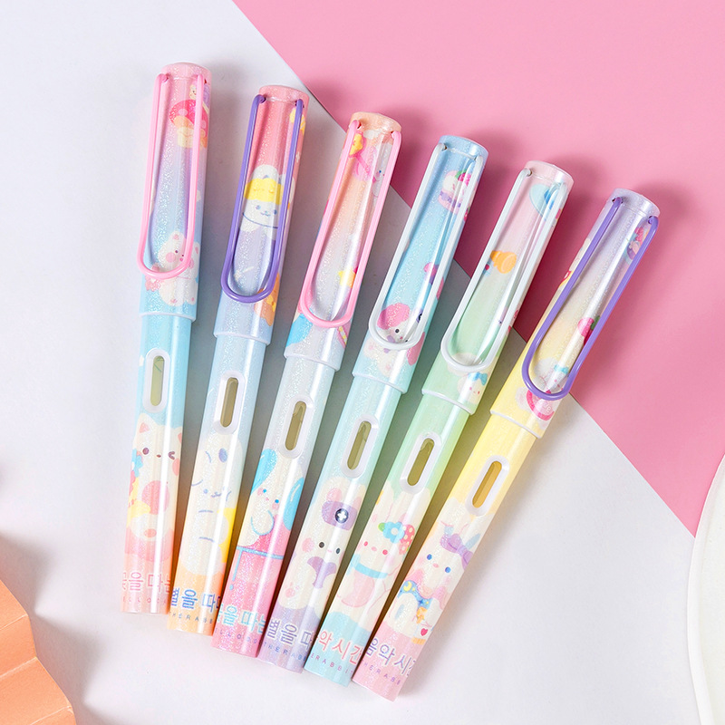 Love word twelve boxed student replaceable ink bag ink suction device boys and girls children beginner Iridium gold pen