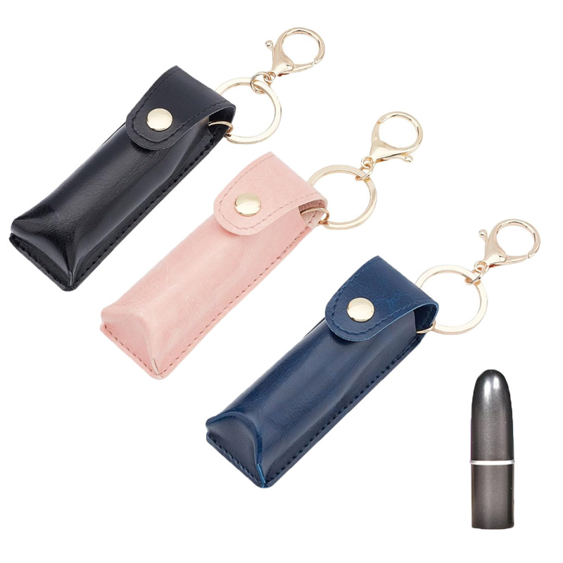 Кожаный чехол для губной помады из PU, портативная сумка для хранения губной помады с ключницей и держателем для блеска для губ