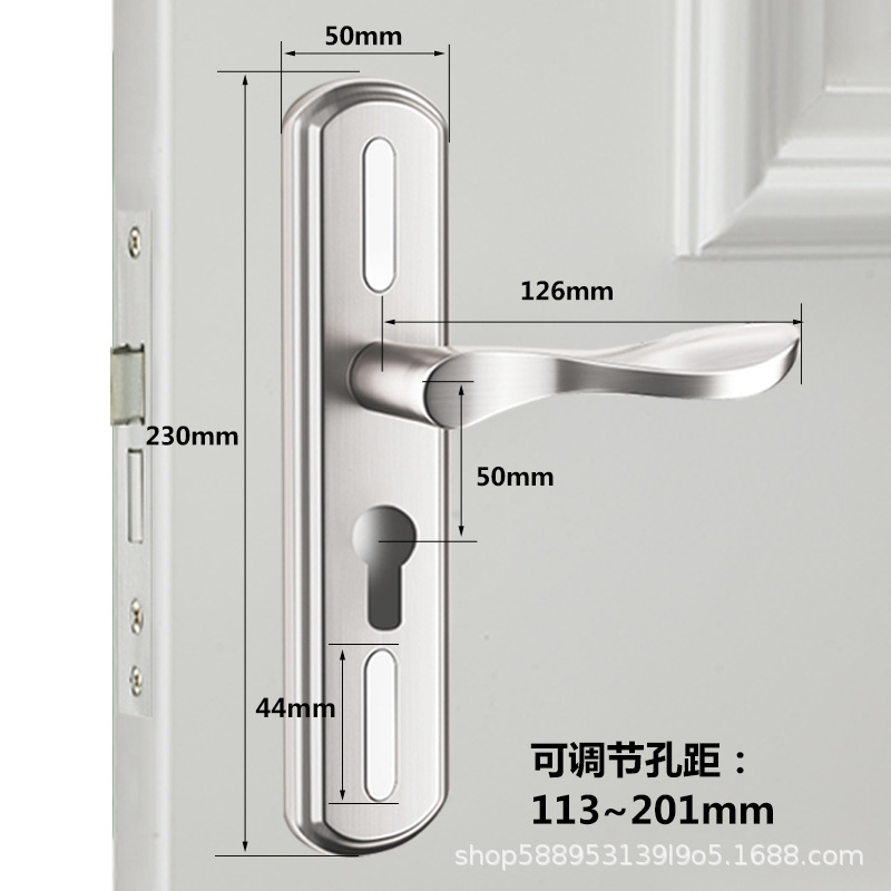 Black Room Door Lock Adjustable Universal Bedroom Door Lock Hole-Free Mute Old Door Handle Old Door Change Lock