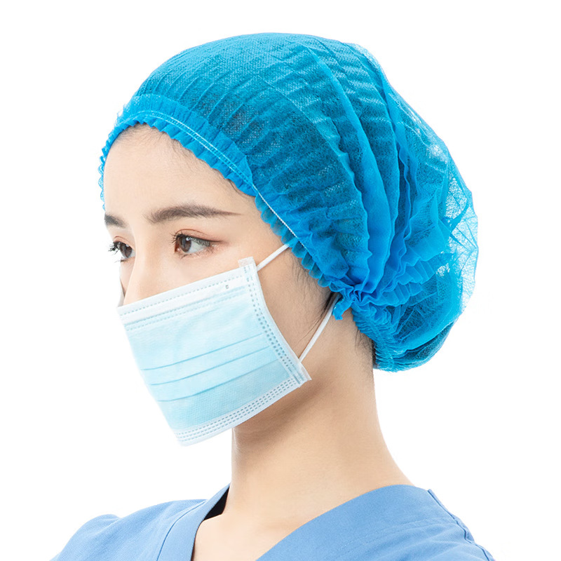 Disposable hat kitchen chef dust cap breathable head cover non-woven mesh cap food strip cap 100 bags