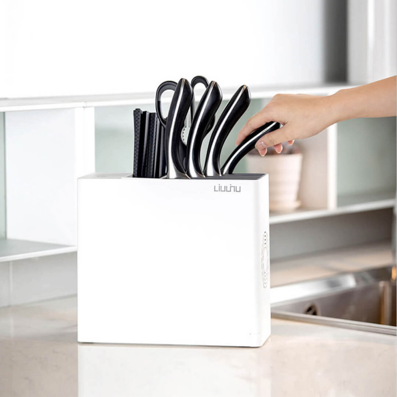 Six-In-One Sterilization and Disinfection Knife and Chopstick Holder, Household Mini Smart Knife and Chopstick Dryer with Ultraviolet Light