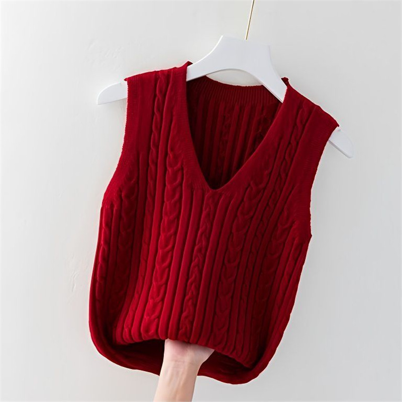 Trendy Fashion Spring Autumn Winter Loose Knit Vest Sweater Women's Inner Layer Sleeveless Vest Outerwear
