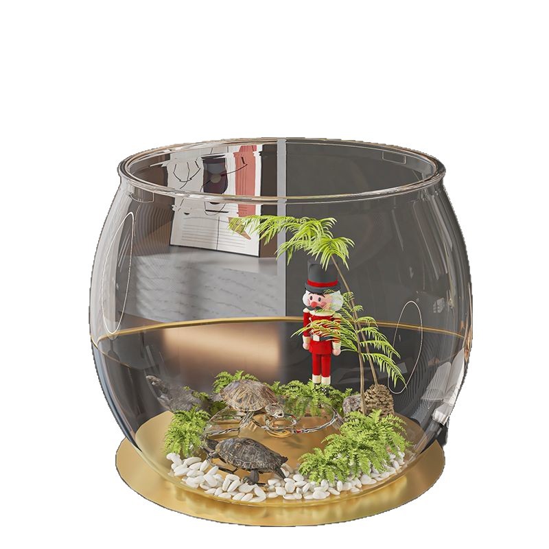 Turtle Tank Round Plastic Home Living Room Transparent Ecological Landscaping Goldfish Green Plant Ornamental Fish Tank Small Desktop