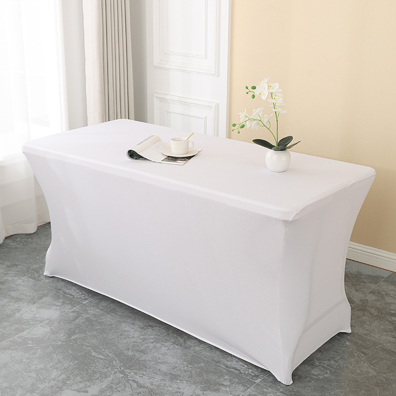 Custom Stretch Table Cover High-end Hotel Restaurant Wedding Banquet Decoration Rectangular Thickened Tablecloth Cover Bar Counter Cover