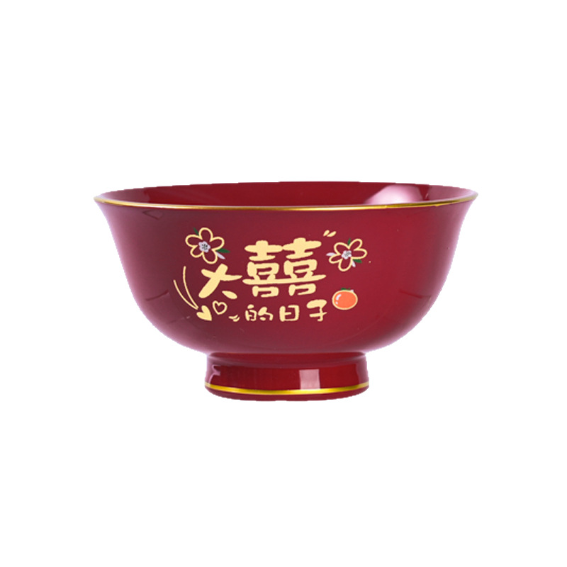 Factory wedding festive wedding ceramic bowl red high-looking wedding bowl New couple hand gift wedding supplies wholesale