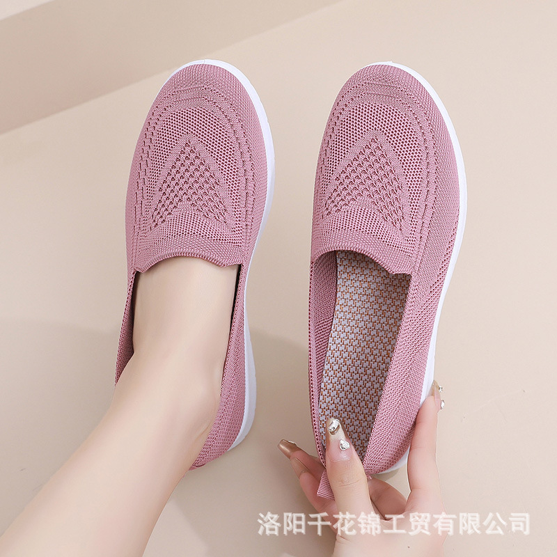 Old Beijing Cloth Shoes Women's Spring Slip-on Fly-woven Breathable Casual Women's Shoes TEMU Cross-border plus size Women's Flat Shoes