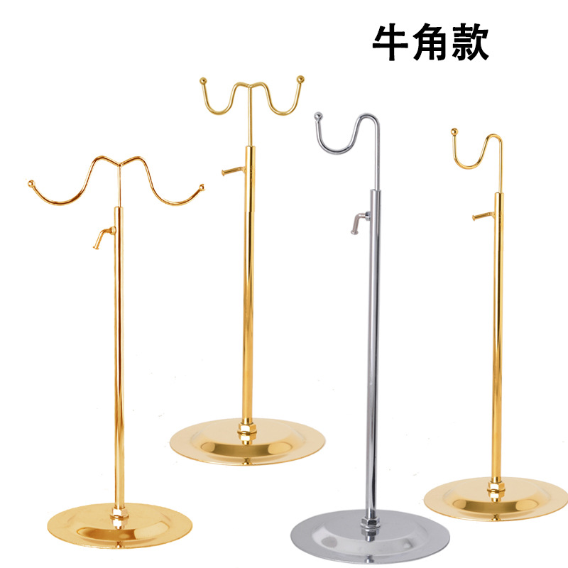 Metal 7 word hanging bag rack shop bag display rack clothing leather bag display rack adjustable handbag rack wholesale