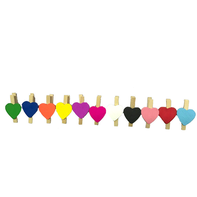 Multifunctional Colorfulful Cute Little Clips, Simple and Practical Mini Photo Clips, Wooden Ornaments, Small Fresh Heart Clips