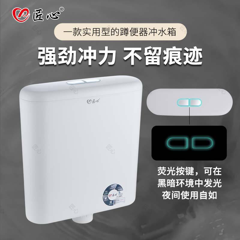 Toilet Tank for Squat Toilet, High Flush Power, Suitable for Home, School, and Squat Toilets, Wall-Mounted Hand-Activated Flush Tank for Engineering Use