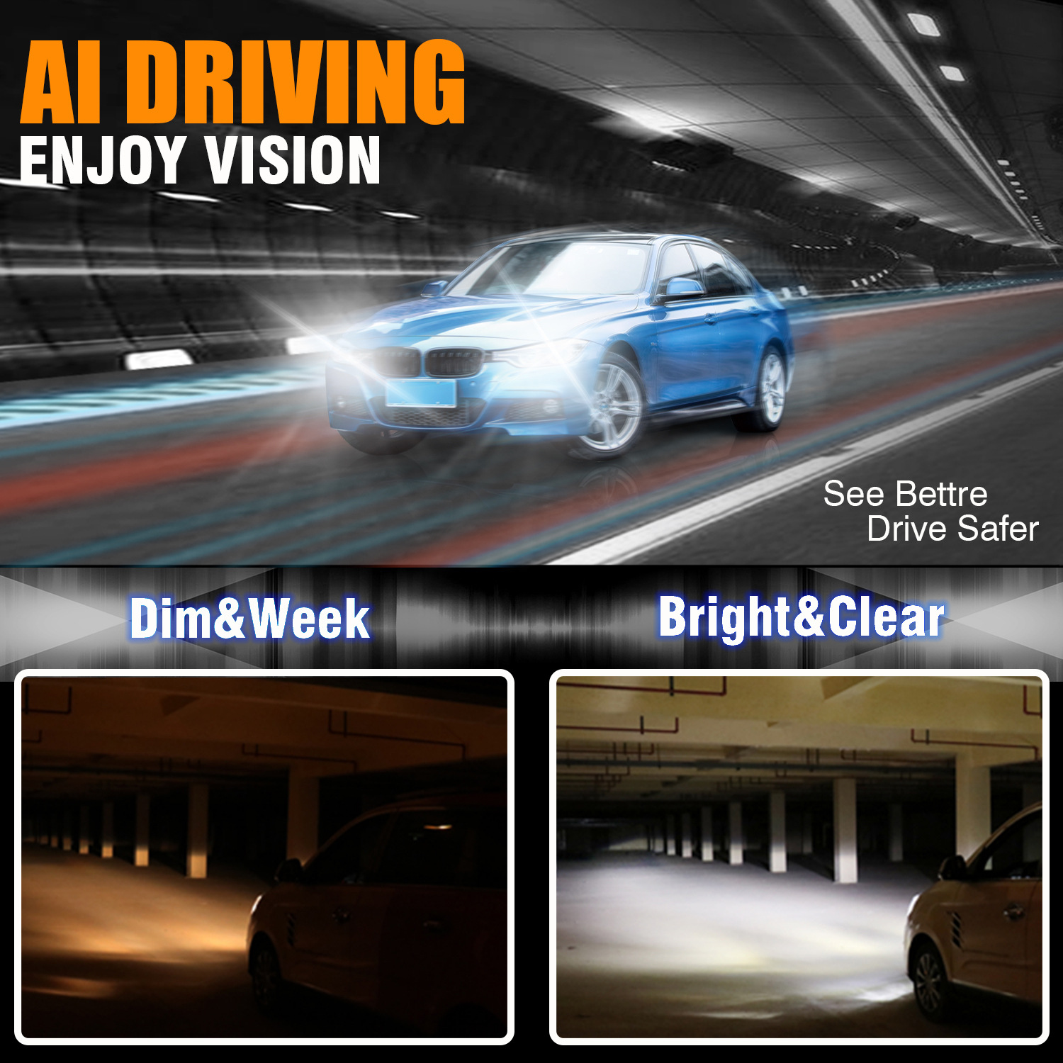 Blade led headlight H7H4H1 super bright spotlight car bulb modified car led headlight cross-border supply