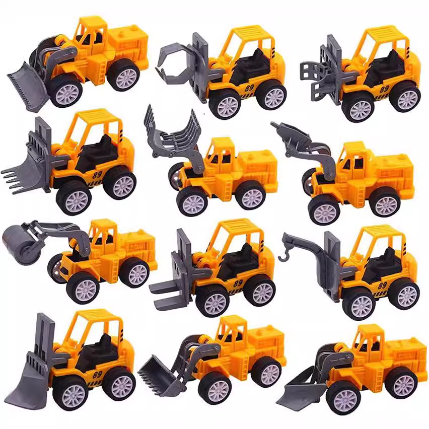 Cross-border mini engineering vehicle toy simulation engineering vehicle model birthday cake ornaments play house excavator toys