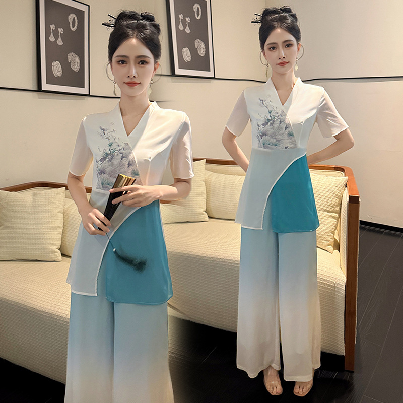 Spring and Summer 2025 New Chinese Style Retro Ear-picking Technician Female Foot Bath Technician Work Clothes Guofeng Foot Therapy SPA Work Clothes