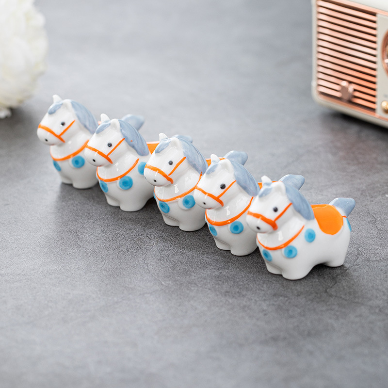 Chinese Zodiac Pony Year of the Horse Tang Dynasty Horse Creative Gift Ceramic Chopstick Holder Animal Ceramic Rotating Workstation Ornament