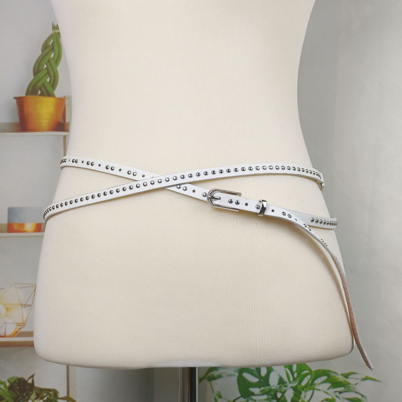 American Spice Girl Punk Metal Buckle Rivet Black Belt Subculture Y2K Diablo Double Thin Belt