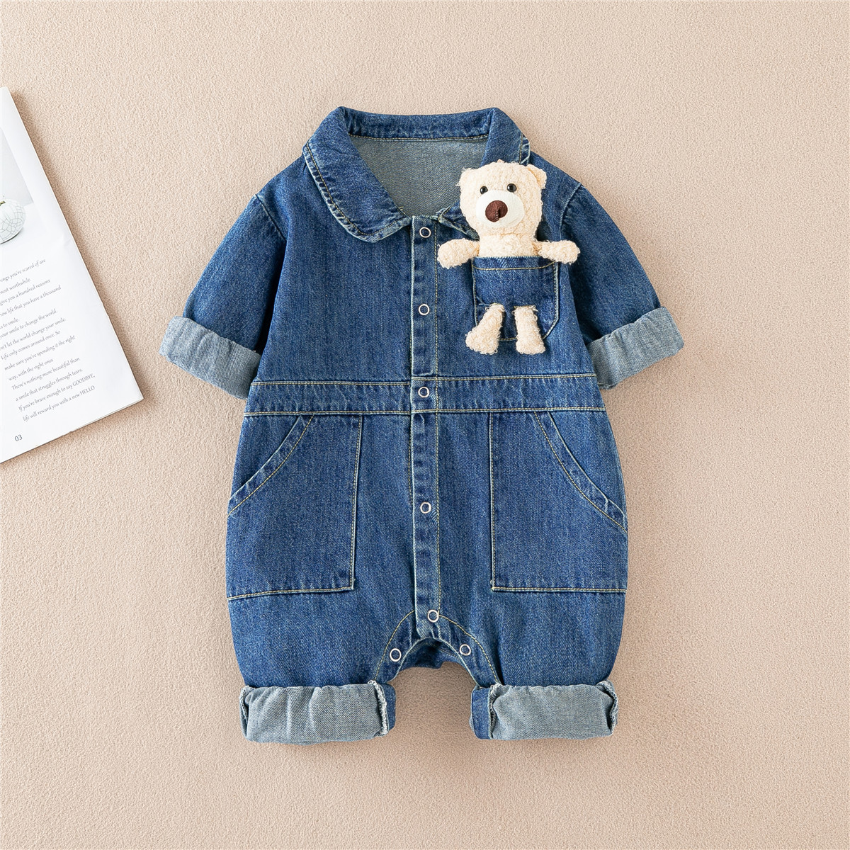 Baby Handsome Denim jumpsuit New Spring Festival Western Style Men's Baby Clothes for Going Out