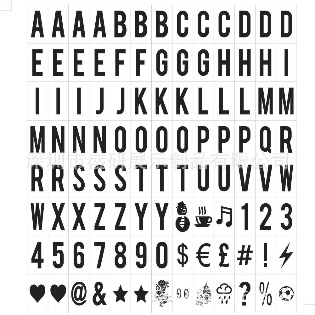 Световая коробка с буквами Буквенная карточка Черный цвет Полная серия