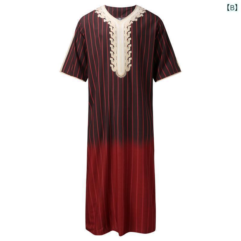 2025 Men's Summer Islamic Robe Muslim Robe Loose Moroccan 3D Digital Print Middle East Robe