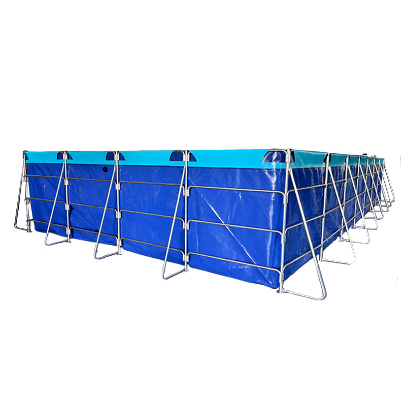 Square Canvas Fish Pond Reservoir Large Capacity Assembly Folding Koi Fish Pond Galvanized Pipe Bracket Pool