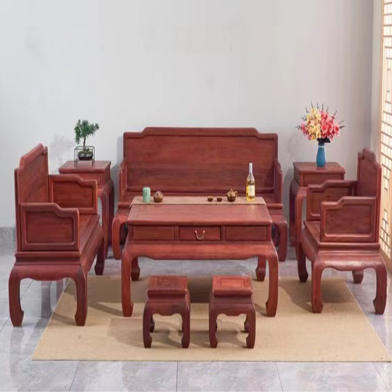 Mahogany Furniture Zambia Rosewood Solid Wood Ming Style Sofa 123 Nine-Piece Set New Chinese Style Living Room Sofa Combination