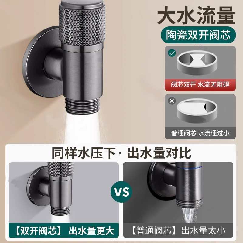 Precision Copper Washing Machine Faucet Automatic Water Stop Valve Special 4-Point Faucet Anti-Falling Household Angle Valve Universal